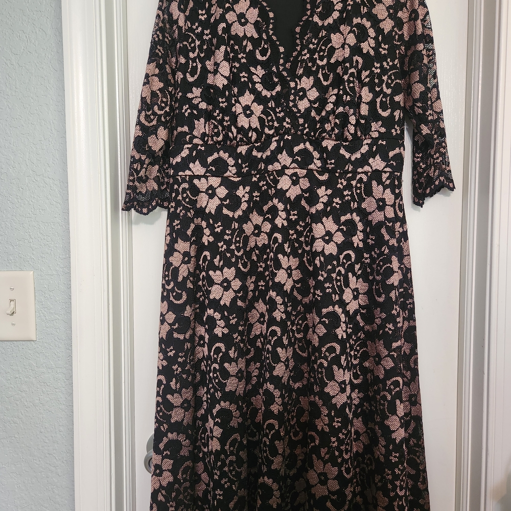 Kiyonna Elegant Black and Rose Gold Lace Dress